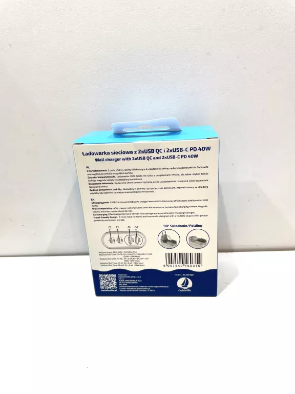 ŁADOWARKA SIECIOWA Z 2XUSB QC 2XUSB-C PD 40W CAPITAN MIKE