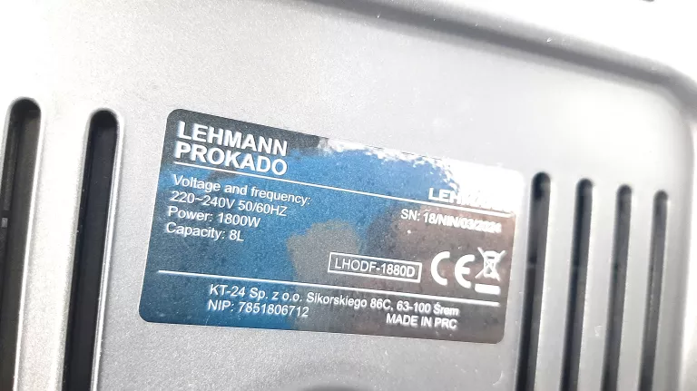 FRYTKOWNICA LEHMANN PROKADO 1800W