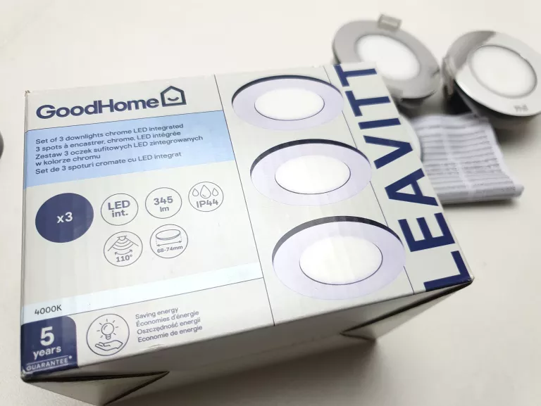 OCZKO GOODHOME LEAVITT 300 LM IP44 2700 K BIAŁE 3 SZT.