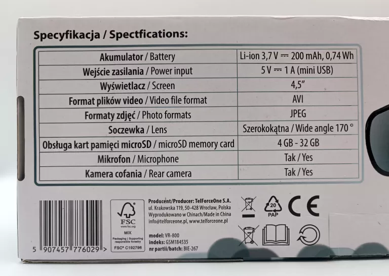 rejestrator-jazdy-z-kamera-cofania-forever-vr-800-model-forever-vr-800