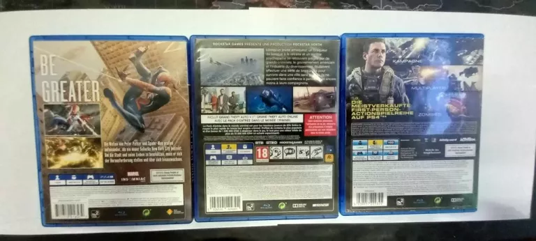 ZESTAW GIER PS4 GTA V / SPIDER-MAN / CALL OF DUTY