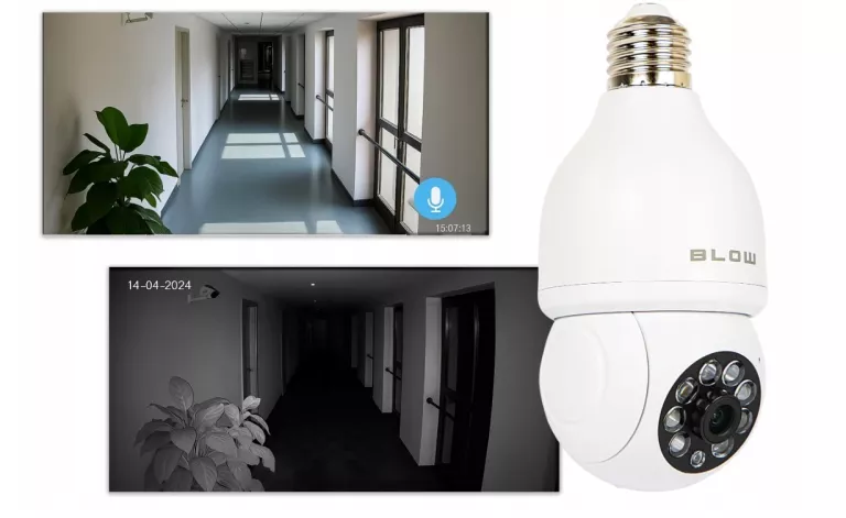 KAMERA WIFI WEWNĘTRZNA OBROTOWA ŻARÓWKA GWINT E27 IP 3MP TUYA MONITORING