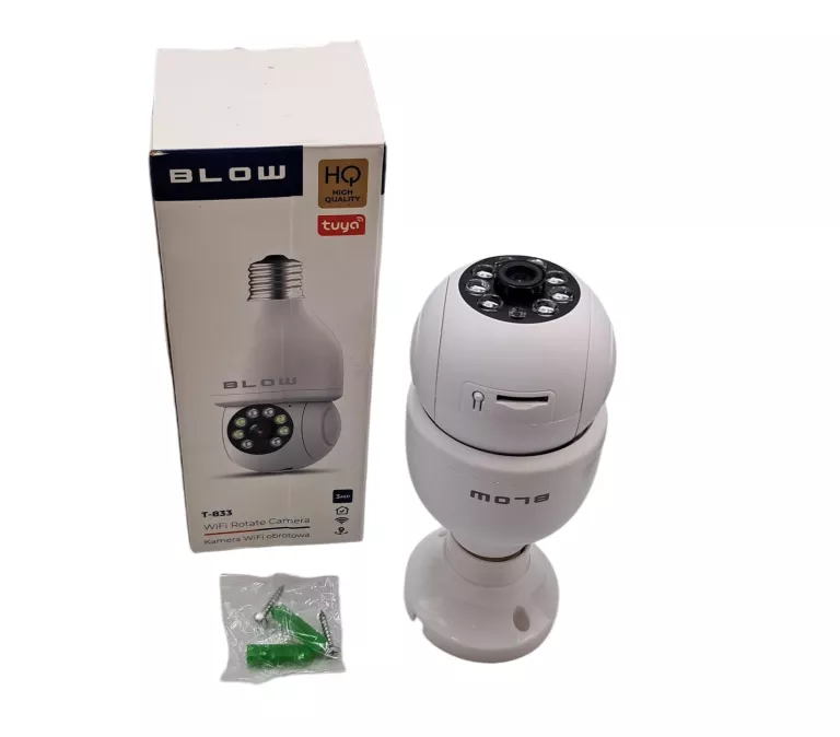 KAMERA WIFI WEWNĘTRZNA OBROTOWA ŻARÓWKA GWINT E27 IP 3MP TUYA MONITORING