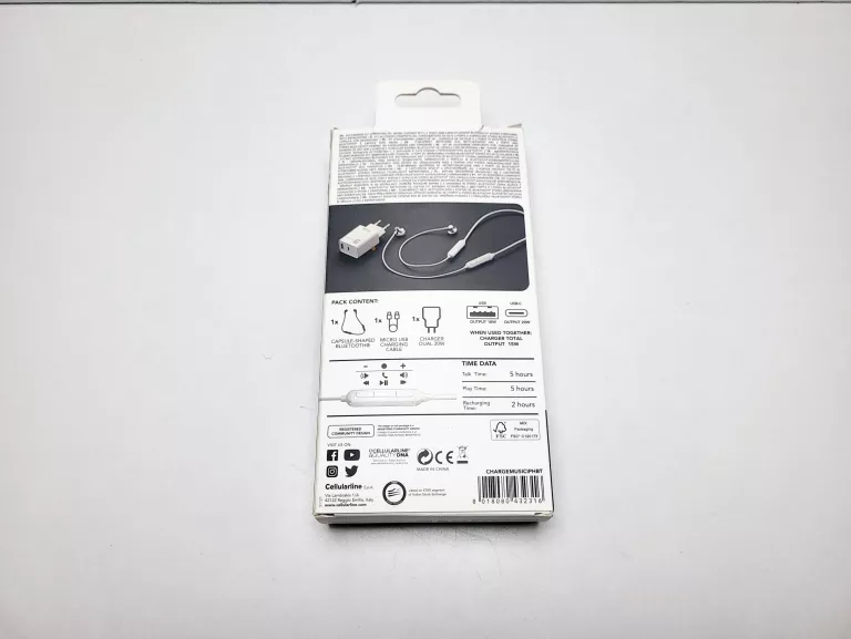 ŁADOWARKA SIECIOWA CELLULARLINE PD 20W BIAŁY + SŁUCHAWKI BLUETOOTH