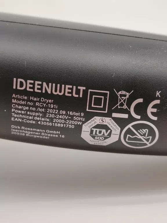 SUSZARKA DO WŁOSÓW IDEENWELT RCY-191I