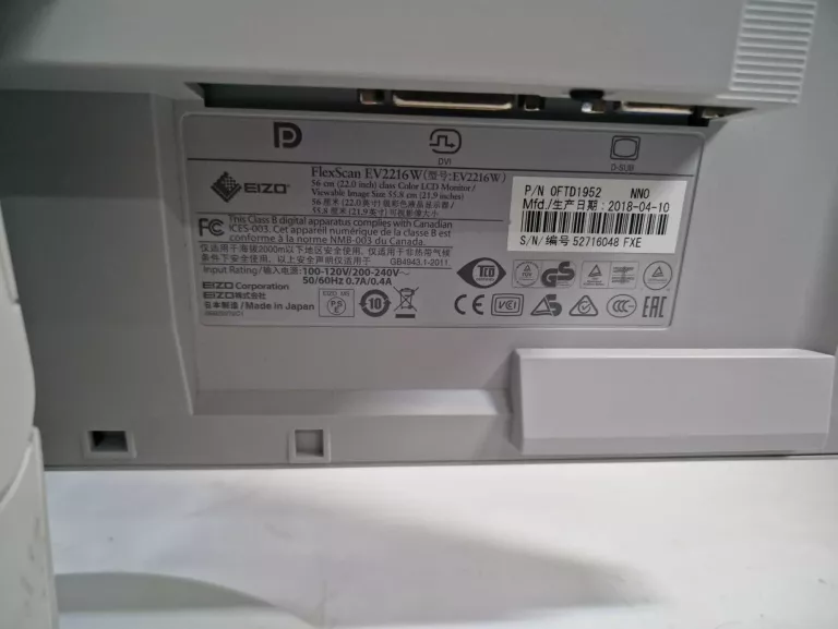 MONITOR LED EIZO FLEXSCAN EV2216W 22 "