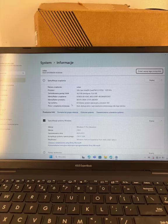 LAPTOP ASUS EXPERTBOOK (I3 12TH GEN WINDOWS11 PRO)16GB/256GB