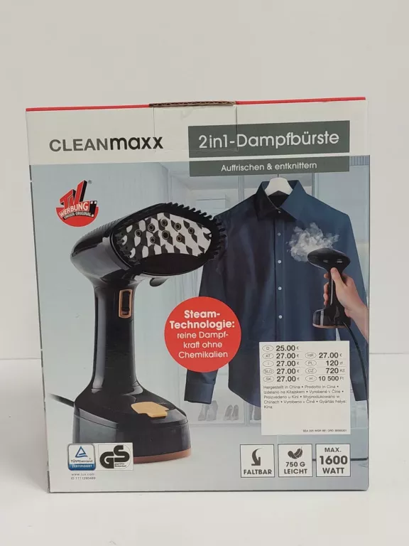 PAROWNICA DO UBRAŃ CLEANMAXX 1600W 2000012585128