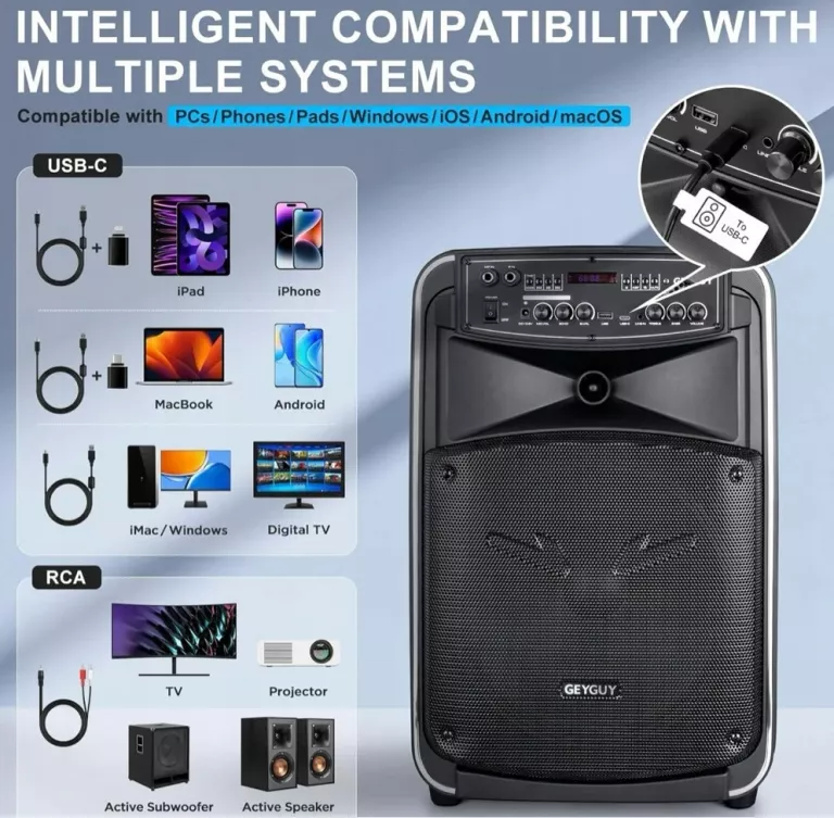 GŁOŚNIK SONO BLUETOOTH KARAOKE USB-C/TWS/FM/AUX IN/TV GEYGUY GTSK12-2