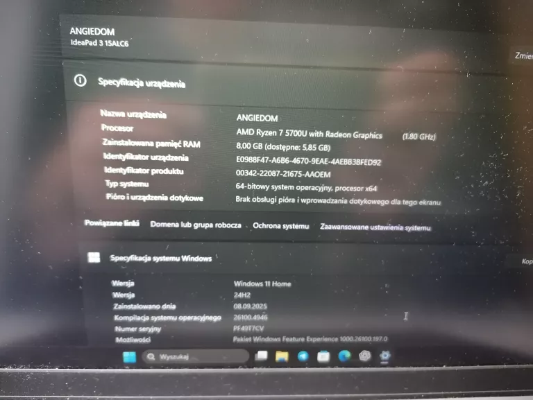 LAPTOP LENOVO IDEAPAD 3 15ALC6 8523