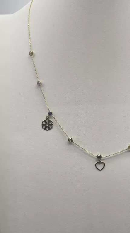 ŚLICZNY ZŁOTY ŁAŃCUSZEK RÓŻNE ZAWIESZKI W, 2,40  DŁ.46 CM