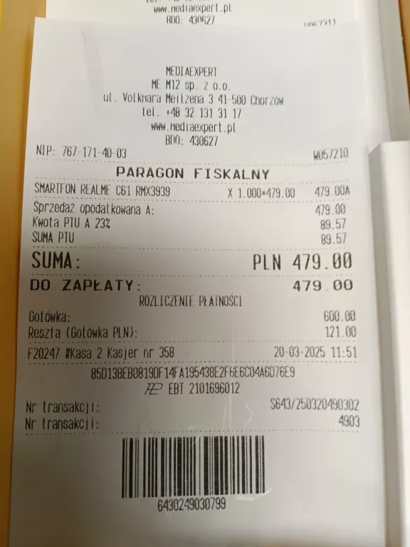 REALME C61 256/6 BG PARAGON POLECAMY