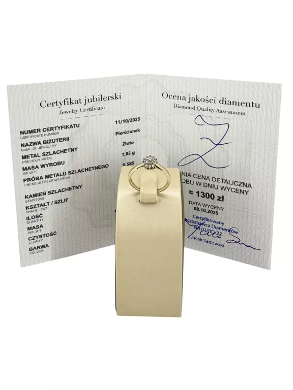 ZŁOTY PIERŚCIONEK 1,85G 585 R12 BRYLANTY