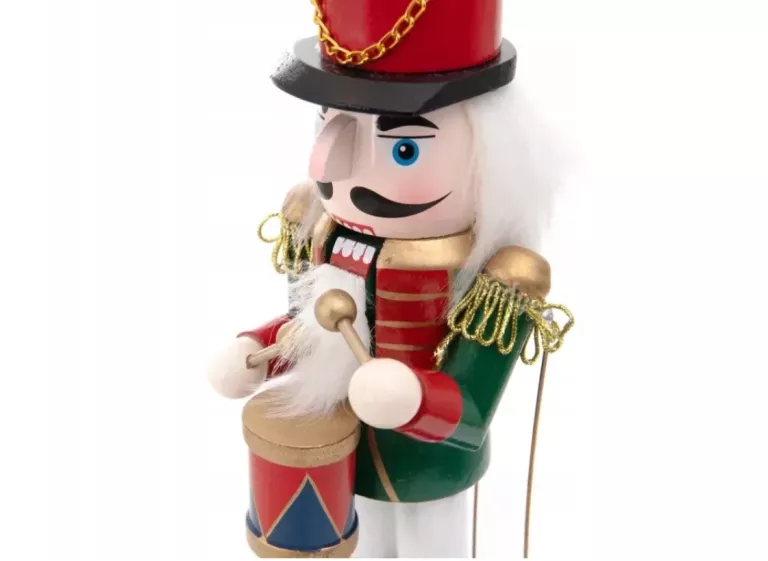 FIGURKA NUTCRACKER DZIADEK DO ORZECHÓW NA BĘBENKU Z POZYTYWKĄ 30 CM