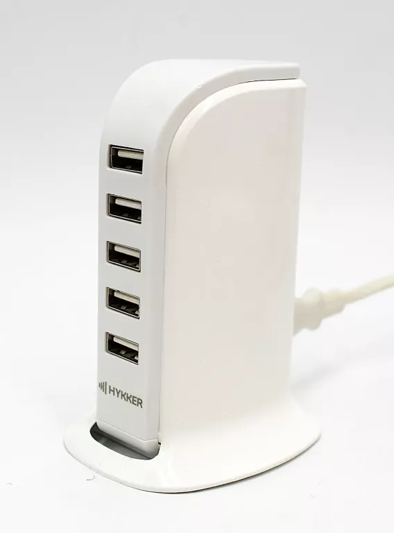 STACJA ŁADUJĄCA HYKKER USB 30 W 5 WYJŚĆ USB BIAŁA