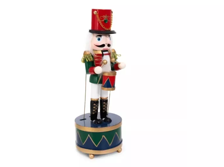 FIGURKA NUTCRACKER DZIADEK DO ORZECHÓW NA BĘBENKU Z POZYTYWKĄ 30 CM