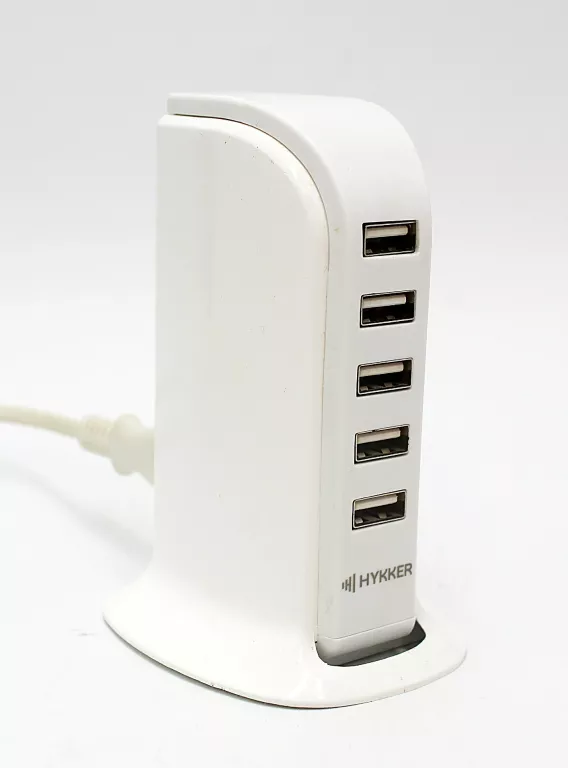 STACJA ŁADUJĄCA HYKKER USB 30 W 5 WYJŚĆ USB BIAŁA