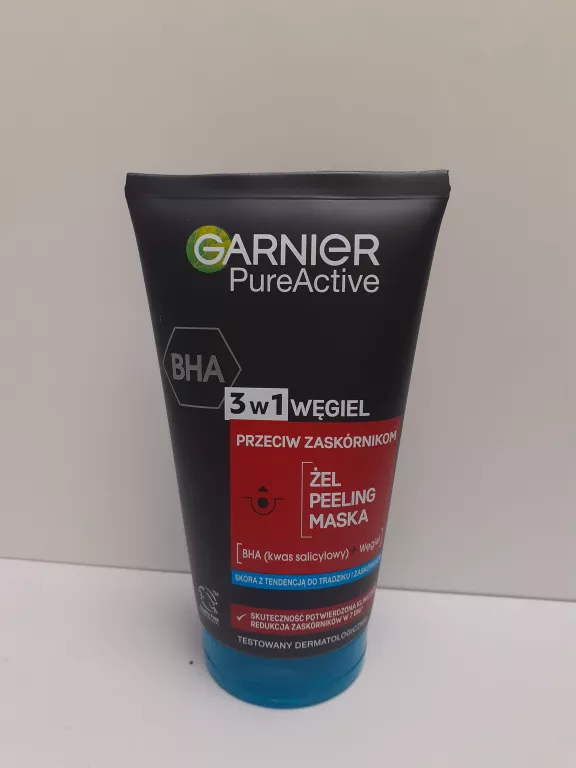 GARNIER PURE ACTIVE 3W1 ŻEL MASKA PEELING PRZECIW ZASKÓRNIKOM 150 ML