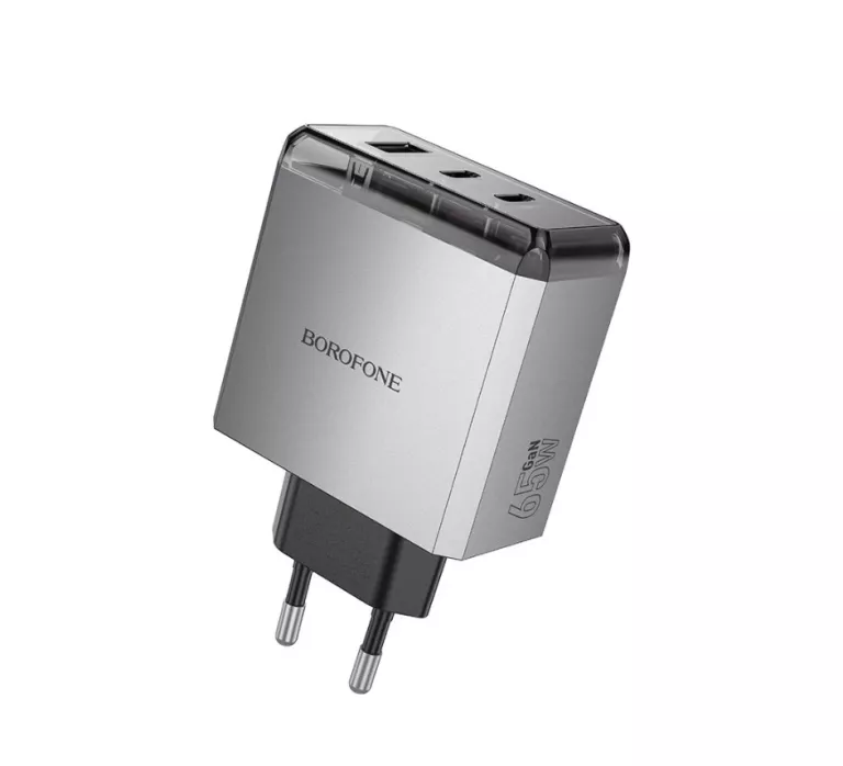 BOROFONE ŁADOWARKA SIECIOWA BN22 LENA GAN 2XTYP C + USB - QC 3.0 PD 65W