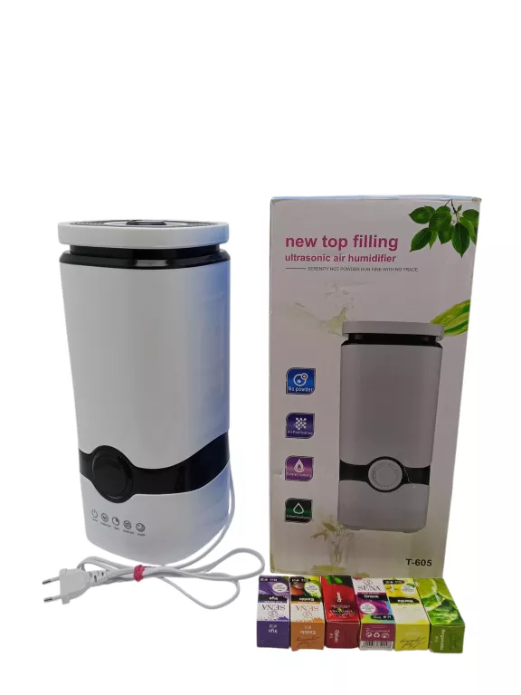 NAWILŻACZ ULTRADŹWIĘKOWY DMR T606 300 ML/H BIAŁY + 6 OLEJKÓW