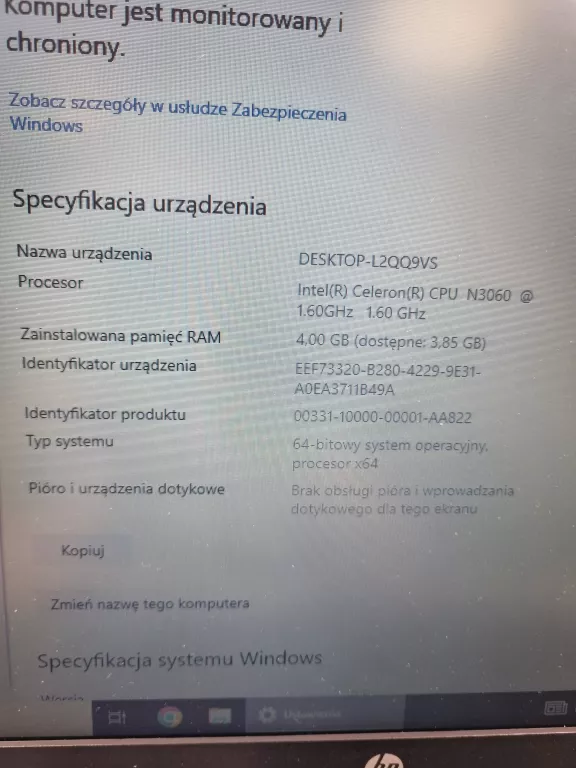 LAPTOP HP 3165NGW ŁAD