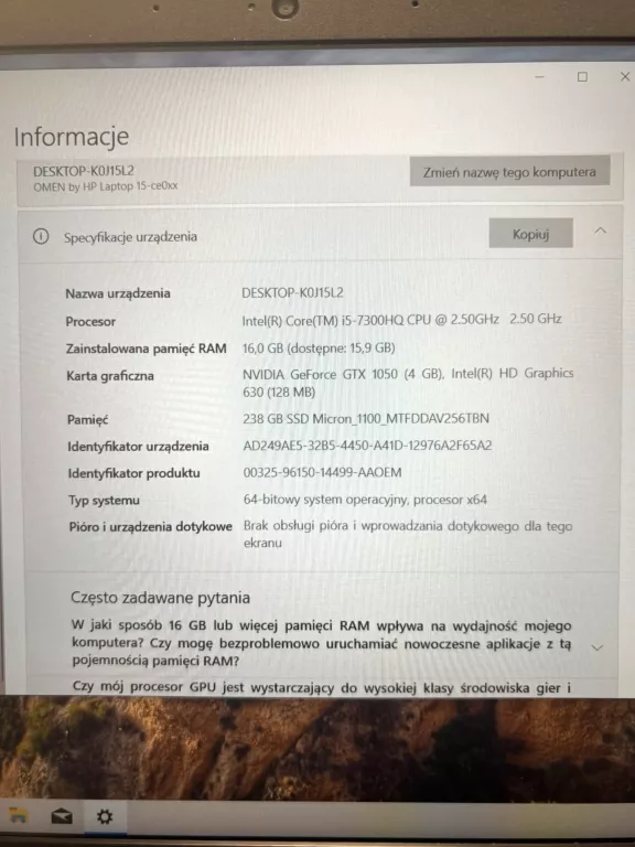 LAPTOP HP OMEN 7265NGW