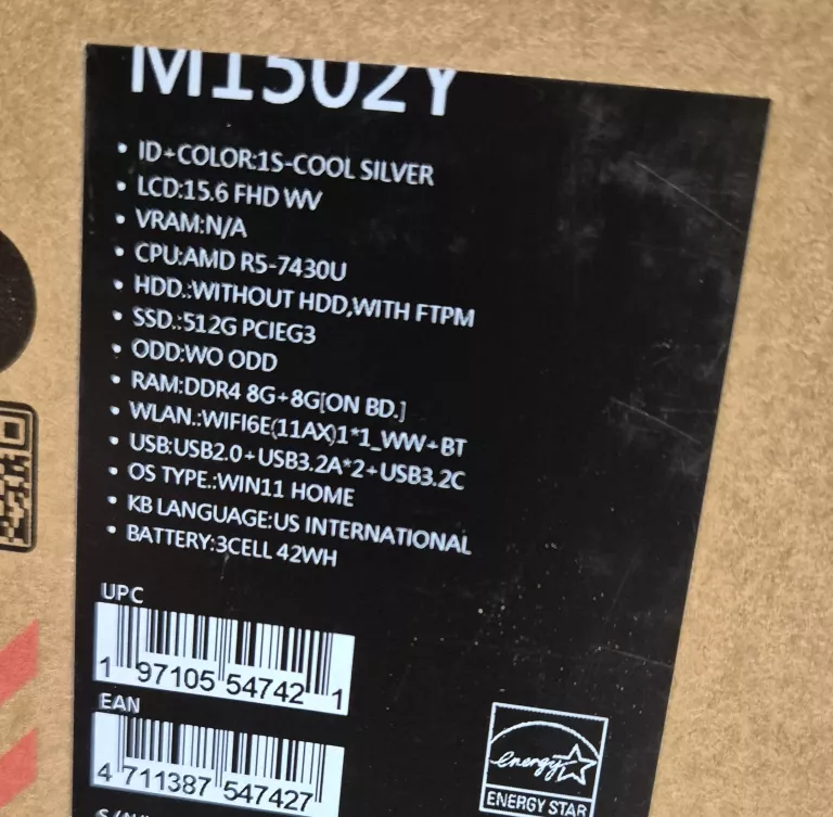 ASUS M1502Y AMD R5-7430U 16/512 WIN 11