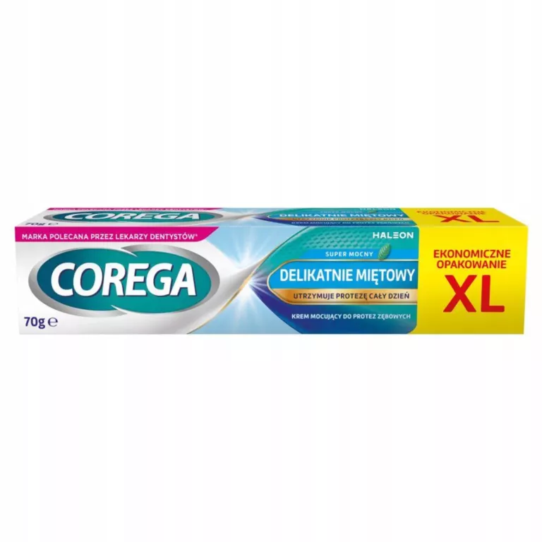 COREGA KREM MOCUJĄCY PROTEZY ZĘBOWE SUPER MOCNY DELIKATNIE MIĘTOWY 70G