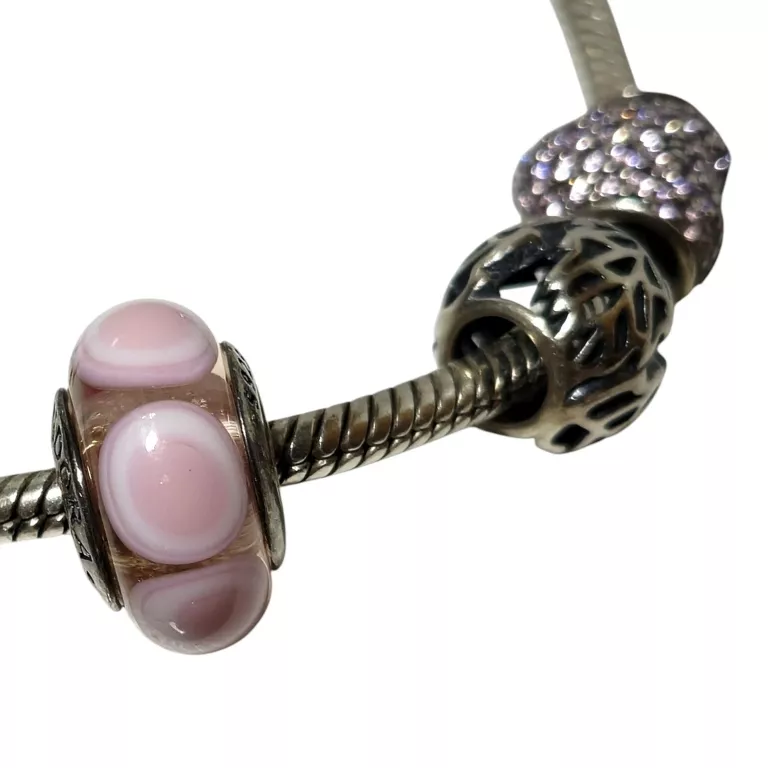 ŚLICZNA BRANSOLETKA PANDORA Z 4 CHARMSAMI 25,20G 925