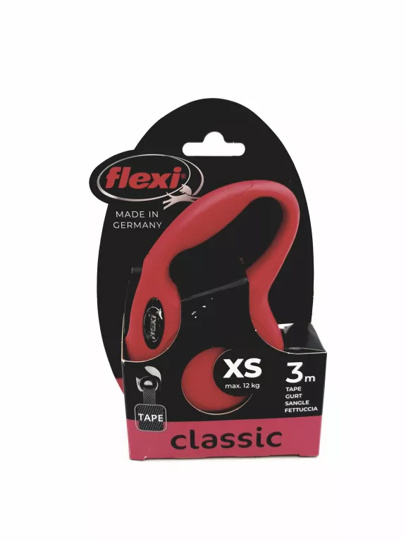 SMYCZ DLA YORKA FLEXI CLASSIC CZERWONA TAŚMA 3M XS