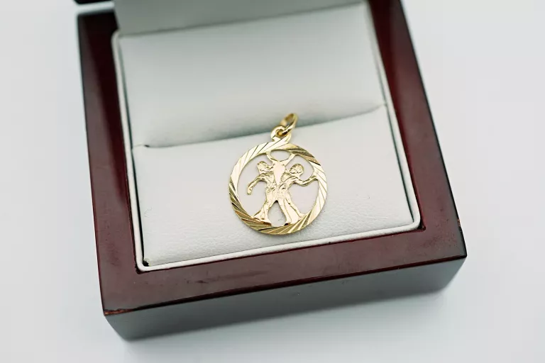 ZŁOTA ZAWIESZKA ZNAK ZODIAKU - BLIŹNIĘTA - 333 - 1,0G - WISIOREK