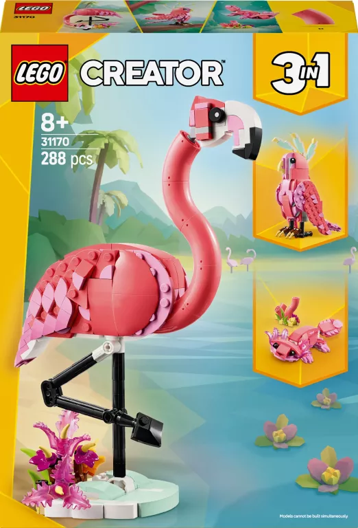 LEGO CREATOR 3 W 1 31170 DZIKIE ZWIERZĘTA: RÓŻOWY FLAMING USZKODZONY KARTO