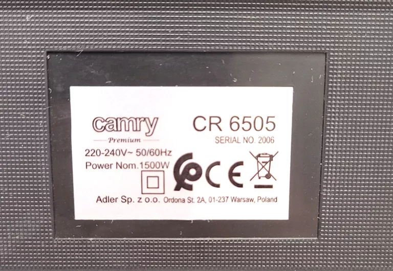 KUCHENKA INDUKCYJNA CAMRY CR 6505 / 1500W