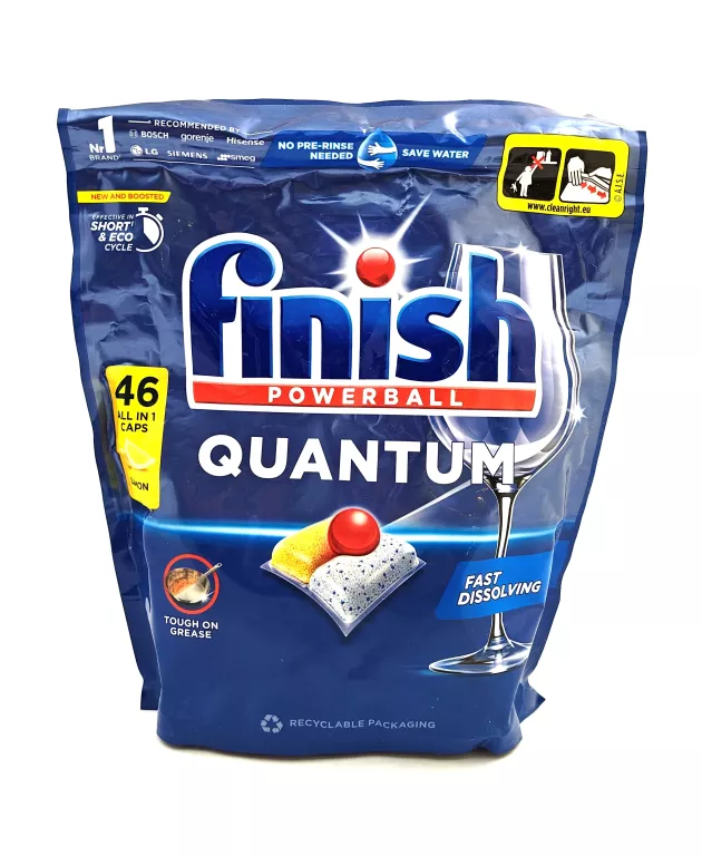 FINISH QUANTUM LEMON KAPSUŁKI DO MYCIA NACZYŃ W ZMYWARCE 46 SZTUK