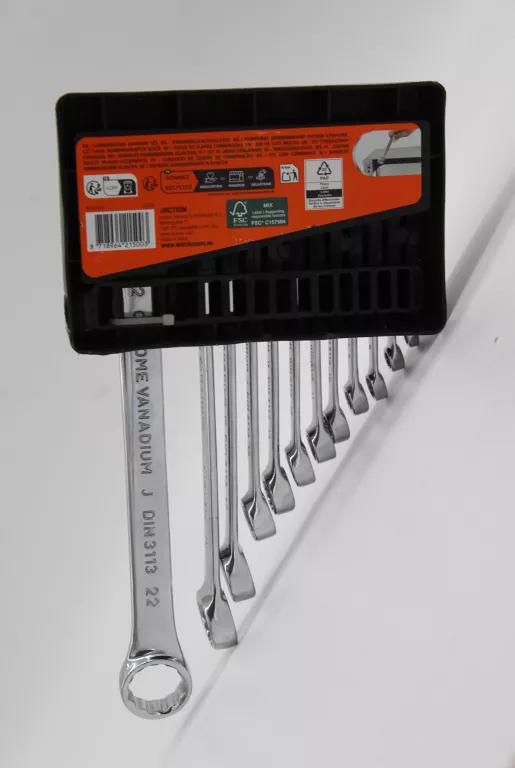 ZESTAW KLUCZY PŁASKICH WERCKMANN 12SZT 6-22 CHROME VANADIUM POŁYSK