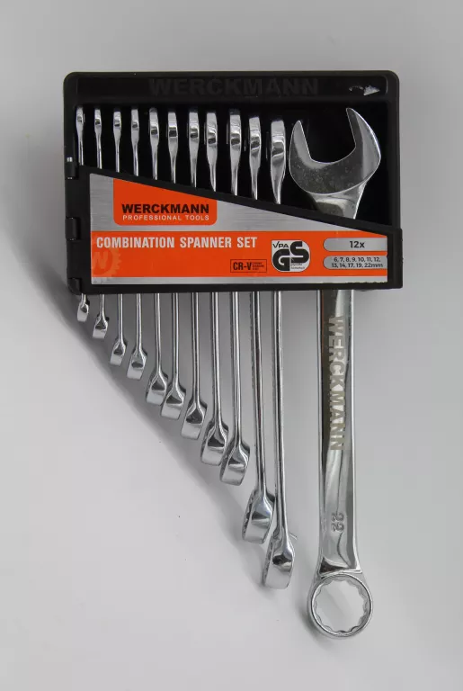 ZESTAW KLUCZY PŁASKICH WERCKMANN 12SZT 6-22 CHROME VANADIUM POŁYSK
