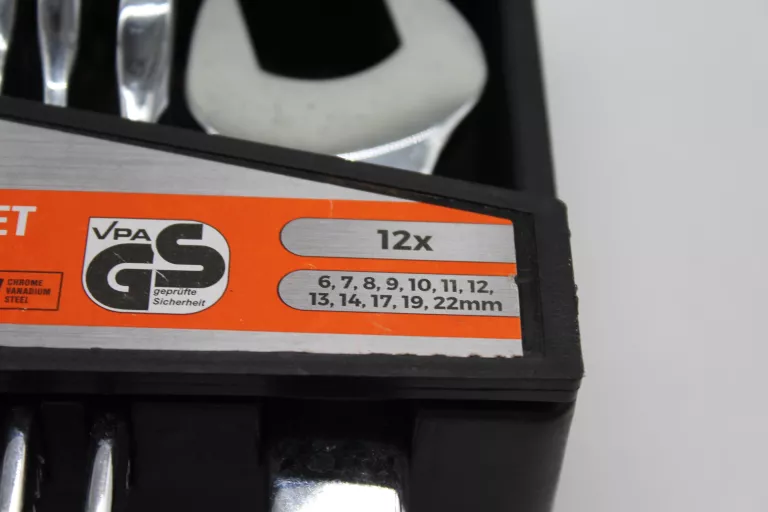 ZESTAW KLUCZY PŁASKICH WERCKMANN 12SZT 6-22 CHROME VANADIUM POŁYSK