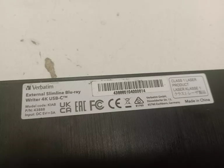 NAGRYWARKA ZEWNĘTRZNA VERBATIM BLURAY BD SLIM LINE