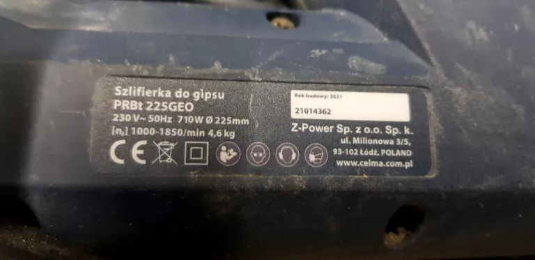 SZLIFIERKA DO GIPSU CELMA PRBT 225GEO SERIA PROFESSIONAL 710W 225 MM