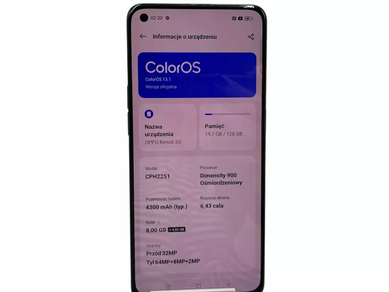 SMARTFON OPPO RENO6 5G 8 GB / 128 GB 5G CZARNY