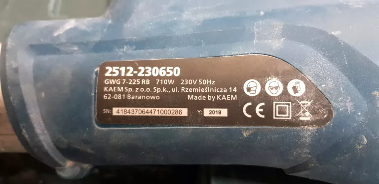 SZLIFIERKA SIECIOWA GRONE ŻYRAFA 710W 230V GWG 7-225 RB REG.OBR. + WALIZKA