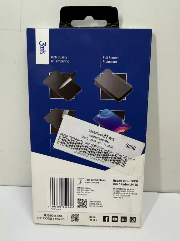 SZKŁO HARTOWANE DO  REDMI 14C/POCO C75 / REDMI A4 5G 3MK
