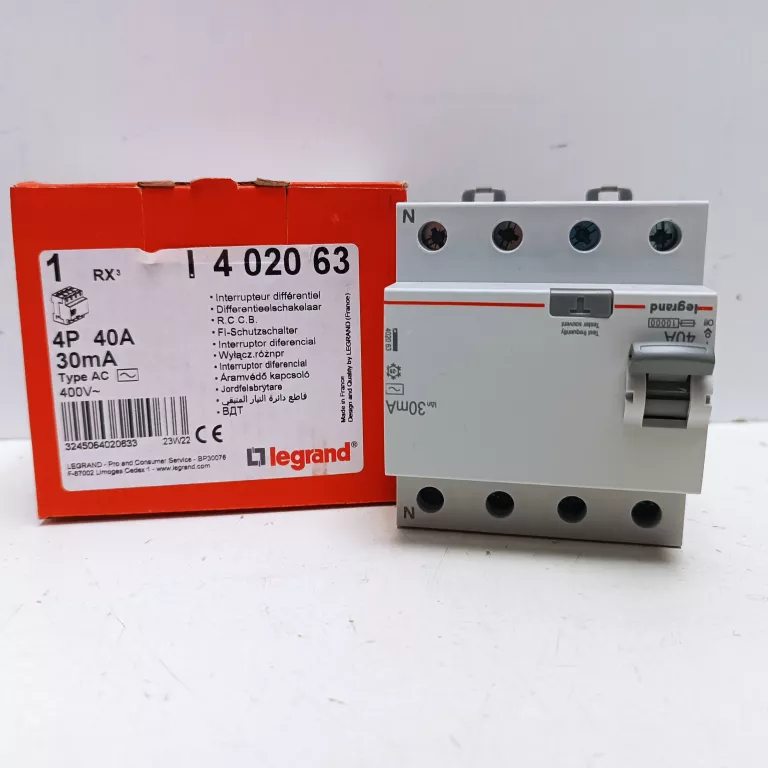 LEGRAND WYŁĄCZNIK RÓŻNICOWOPRĄDOWY 4P 40A TYP AC P304 RX3 402063