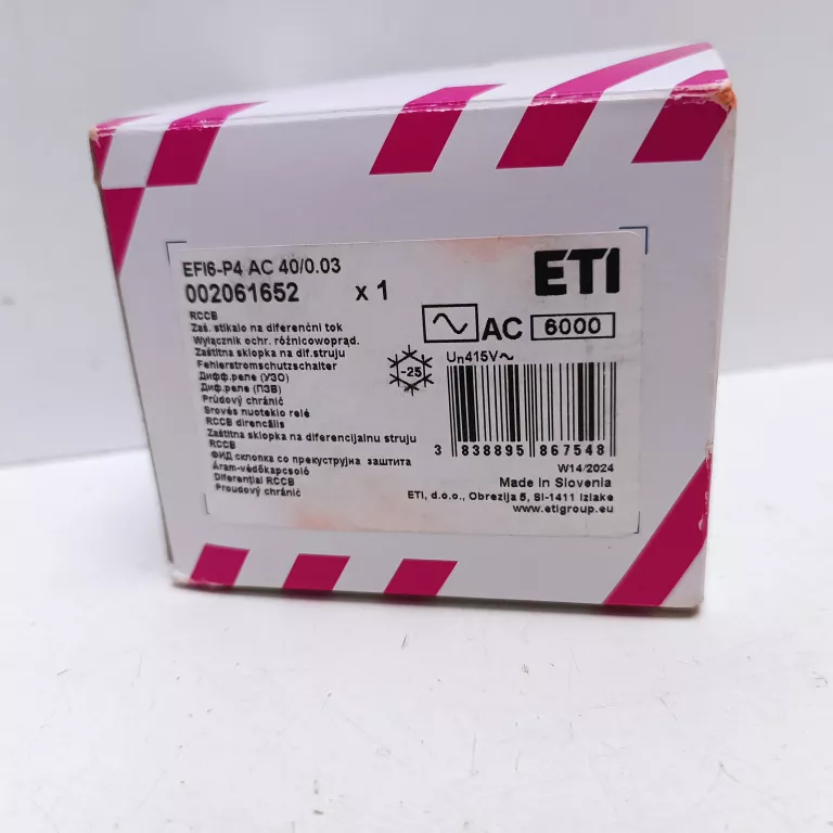 WYŁĄCZNIK RÓŻNICOWOPRĄDOWY EFI6 40A 30MA AC 4P ETI