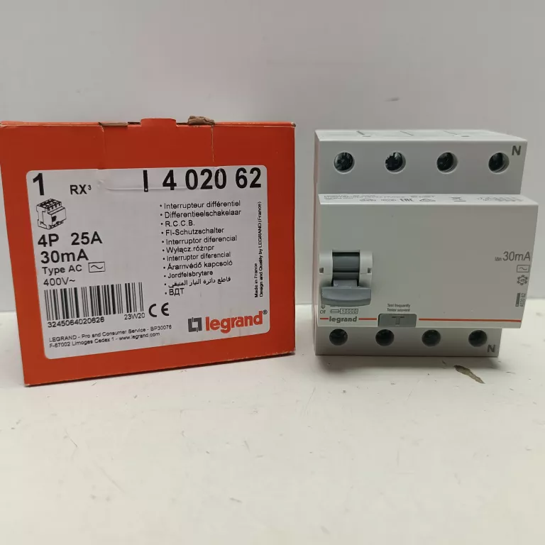 LEGRAND WYŁĄCZNIK RÓŻNICOWOPRĄDOWY 4P 25A TYP AC P304 RX3 402062