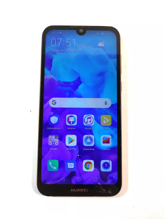 TELEFON HUAWEI Y5 2019 PĘKNIĘTY SAM TEL