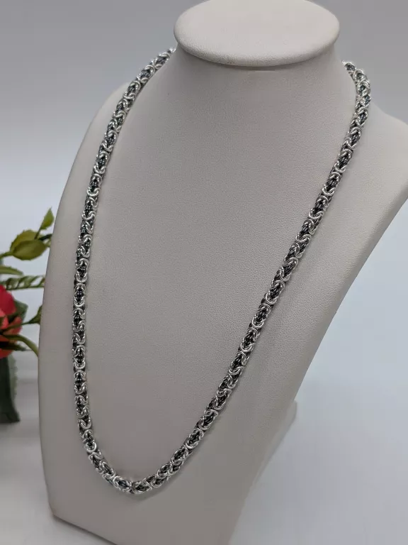 SREBRNY ŁAŃCUSZEK 925 / 44,50 G 60 CM KRÓLEWSKI OKSYDOWANY
