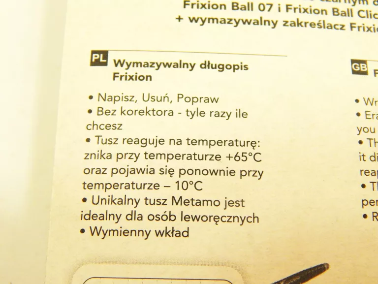 WYMAZYWALNY DŁUGOPIS FRIXION
