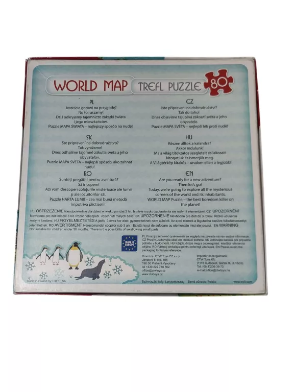 PUZZLE TREFL WORLD MAP 80 ELEMENTÓW