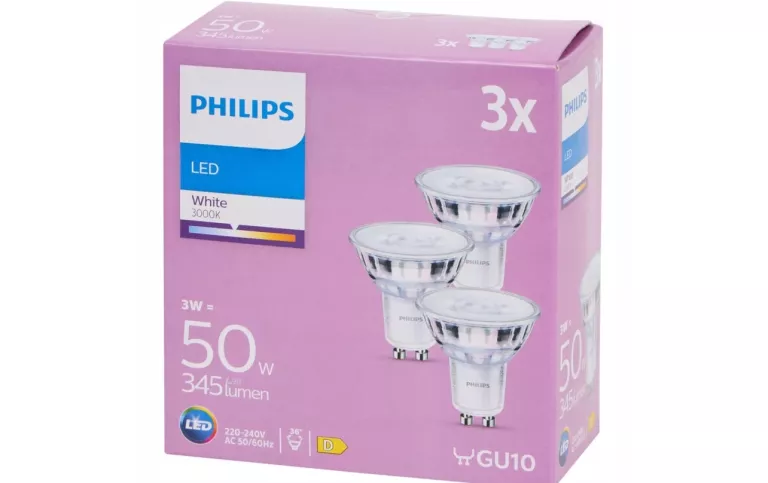 3X ŻARÓWKA PHILIPS LED GU10 3W = 50W 3000K 345 LUMEN